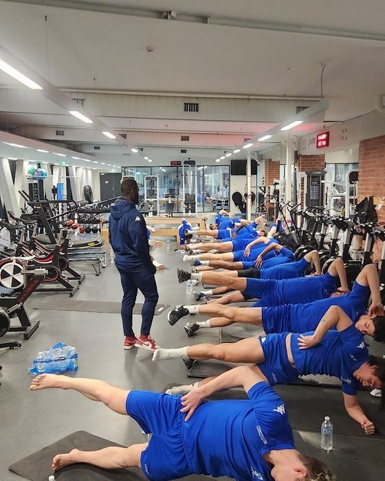 Squad session, gym floor
